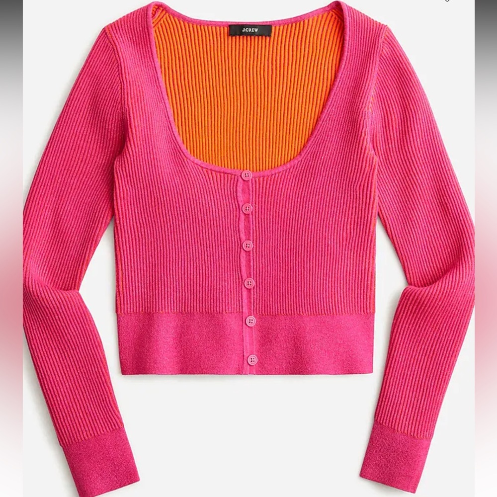 J. Crew Pink and Orange Ribbed Cardigan